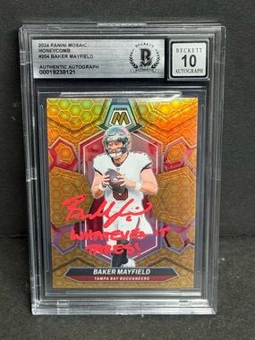 2024 Panini Mosaic - ON CARD AUTOGRAPH Baker Mayfield #204 Honeycomb Prizm SSP
